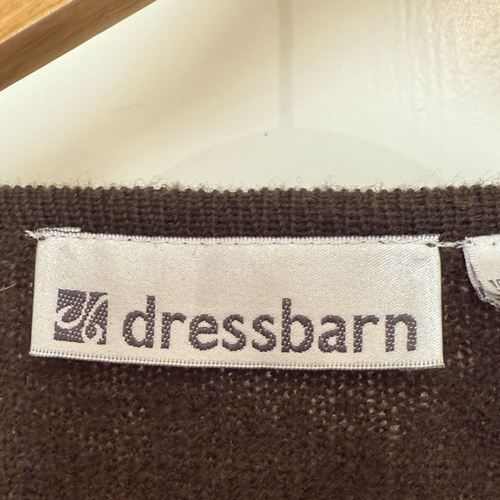 Dressbarn Dark Brown Embroidered Cardigan - Picture 2 of 6
